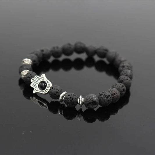 Bracelet Prestige Main de Fatma Noir Argent - Talisman Luxe