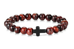 Bracelet Prestige Perles Ambre Croix Noire - Bijou Spirituel Chaleureux