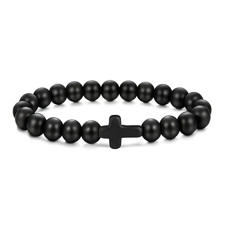 BRACELET PERLE CROIX NOIR FULL