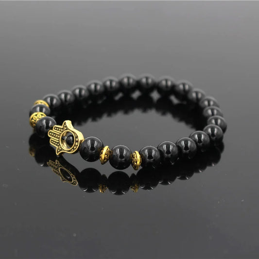Bracelet Main de Fatma Noir Or - Amulette Protection Luxe