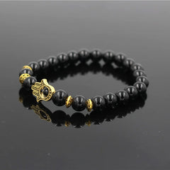 Bracelet Main de Fatma Noir Or - Amulette Protection Luxe