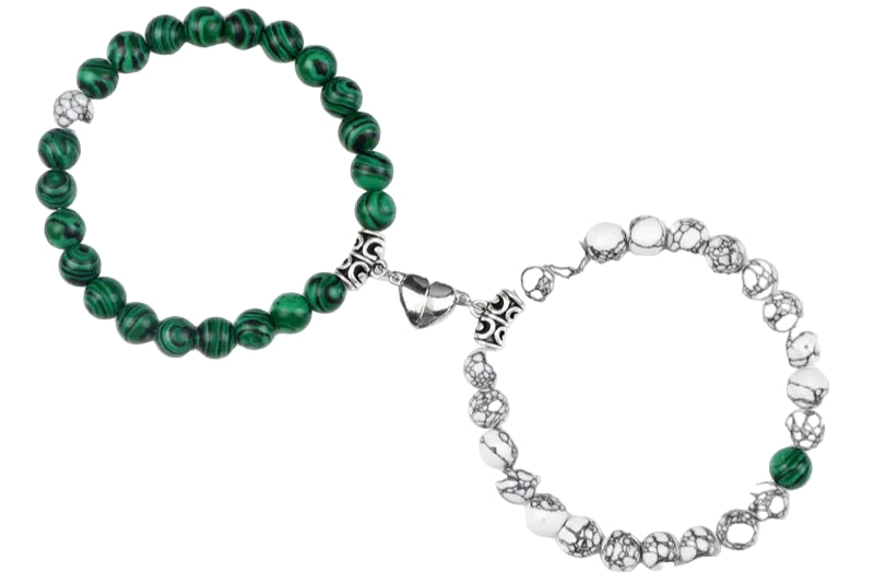 Hot Sale 2Pcs/Set Beads Bracelet For Lovers Natural Stone Distance Heart Magnet Couple Bracelets Friendship Fashion Jewelry Gift