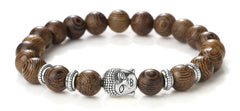 Bracelet Bouddha BOIS  / ARGENT Bijoux Spirituel Luxe FRANCE