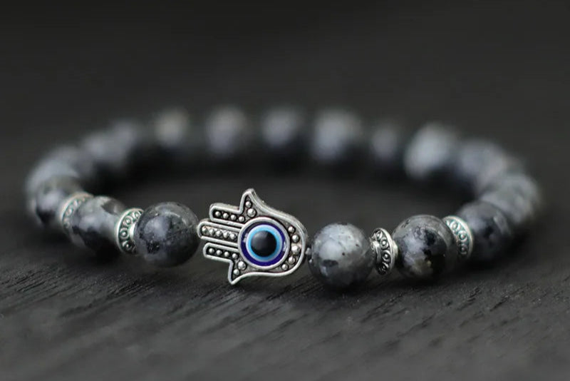 Bracelet Main de Fatma GRIS / ARGENT Amulette Protection Luxe FRANCE