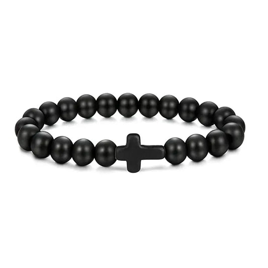 BRACELET PERLE CROIX NOIR FULL